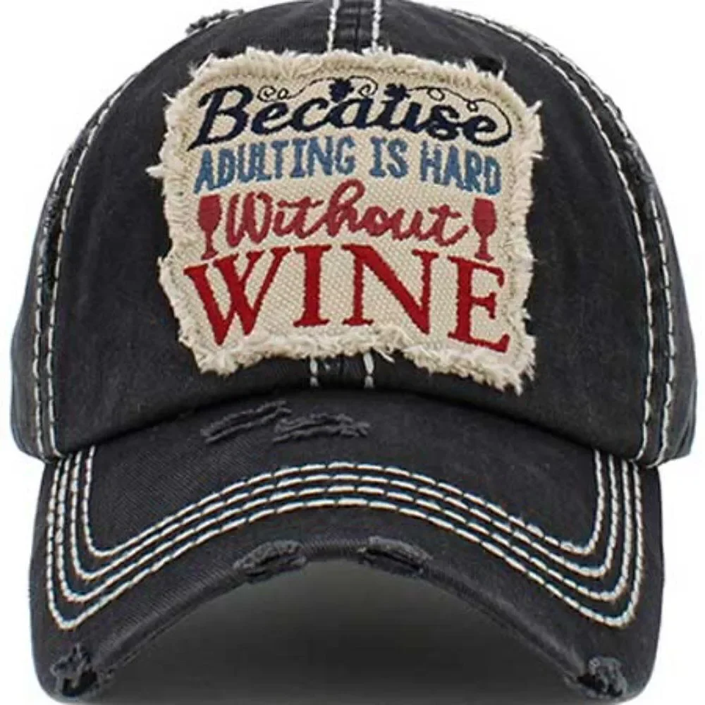Ladies Black Because Adulting is Hard Ball Hat - Brand New Baseball Cap